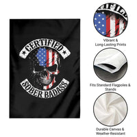 Certified Sober Badass Garden Flag Sobriety Alcohol Fighters Vintage Skull