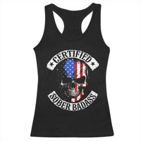 Certified Sober Badass Racerback Tank Top Sobriety Alcohol Fighters Vintage Skull