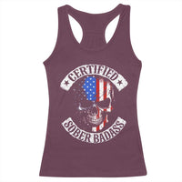 Certified Sober Badass Racerback Tank Top Sobriety Alcohol Fighters Vintage Skull