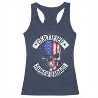 Certified Sober Badass Racerback Tank Top Sobriety Alcohol Fighters Vintage Skull