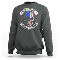 Certified Sober Badass Sweatshirt Sobriety Alcohol Fighters Vintage Skull