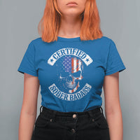 Certified Sober Badass T Shirt For Women Sobriety Alcohol Fighters Vintage Skull