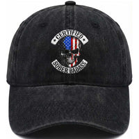 Certified Sober Badass Washed Cotton Baseball Cap Sobriety Alcohol Fighters Vintage Skull