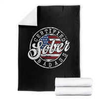 Certified Sober Badass Throw Blanket Sobriety Alcohol Recovery Vintage American Flag