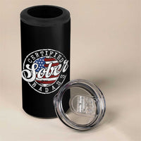 Certified Sober Badass 4 in 1 Can Cooler Tumbler Sobriety Alcohol Recovery Vintage American Flag
