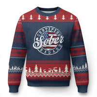 Certified Sober Badass Ugly Christmas Sweater Sobriety Alcohol Recovery Vintage American Flag