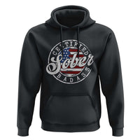 Certified Sober Badass Hoodie Sobriety Alcohol Recovery Vintage American Flag