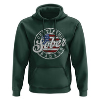 Certified Sober Badass Hoodie Sobriety Alcohol Recovery Vintage American Flag