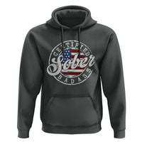 Certified Sober Badass Hoodie Sobriety Alcohol Recovery Vintage American Flag