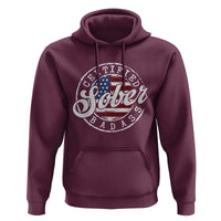Certified Sober Badass Hoodie Sobriety Alcohol Recovery Vintage American Flag