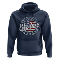 Certified Sober Badass Hoodie Sobriety Alcohol Recovery Vintage American Flag