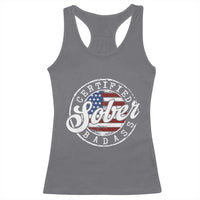 Certified Sober Badass Racerback Tank Top Sobriety Alcohol Recovery Vintage American Flag