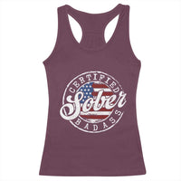 Certified Sober Badass Racerback Tank Top Sobriety Alcohol Recovery Vintage American Flag