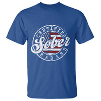 Certified Sober Badass T Shirt Sobriety Alcohol Recovery Vintage American Flag