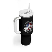 Certified Sober Badass Tumbler With Handle Sobriety Alcohol Recovery Vintage American Flag