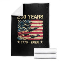 USA 250 Years 1776 2026 Patriotic Jets Trail American Flag Throw Blanket