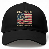 USA 250 Years 1776 2026 Patriotic Jets Trail American Flag Baseball Cap