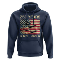USA 250 Years 1776 2026 Patriotic Jets Trail American Flag Hoodie