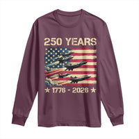 USA 250 Years 1776 2026 Patriotic Jets Trail American Flag Long Sleeve Shirt