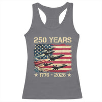 USA 250 Years 1776 2026 Patriotic Jets Trail American Flag Racerback Tank Top