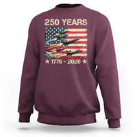 USA 250 Years 1776 2026 Patriotic Jets Trail American Flag Sweatshirt