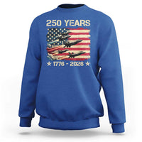 USA 250 Years 1776 2026 Patriotic Jets Trail American Flag Sweatshirt