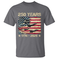 USA 250 Years 1776 2026 Patriotic Jets Trail American Flag T Shirt