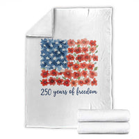US 250 Years Of Freedom Throw Blanket Retro Flower American Flag