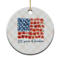 US 250 Years Of Freedom Ceramic Ornament Retro Flower American Flag