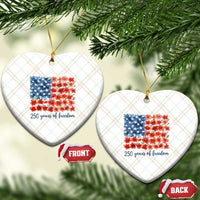 US 250 Years Of Freedom Ceramic Ornament Retro Flower American Flag