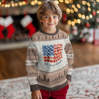 US 250 Years Of Freedom Ugly Christmas Sweater Retro Flower American Flag