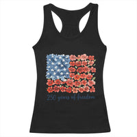 US 250 Years Of Freedom Racerback Tank Top Retro Flower American Flag