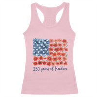 US 250 Years Of Freedom Racerback Tank Top Retro Flower American Flag