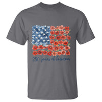 US 250 Years Of Freedom T Shirt Retro Flower American Flag