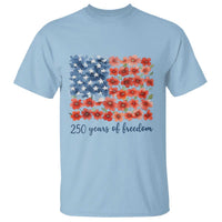 US 250 Years Of Freedom T Shirt Retro Flower American Flag