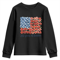 US 250 Years Of Freedom Youth Sweatshirt Retro Flower American Flag