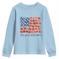 US 250 Years Of Freedom Youth Sweatshirt Retro Flower American Flag