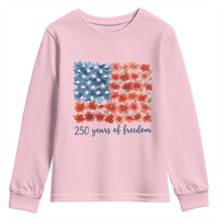 US 250 Years Of Freedom Youth Sweatshirt Retro Flower American Flag
