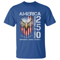 America 250 Years Of Freedom T Shirt USA Anniversary Bald Eagle Patriotic Jets