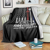 USA 250th Anniversary Throw Blanket Vintage American Flag Jets Semiquincentennial