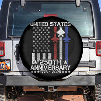 USA 250th Anniversary Spare Tire Cover Vintage American Flag Jets Semiquincentennial