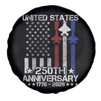 USA 250th Anniversary Spare Tire Cover Vintage American Flag Jets Semiquincentennial