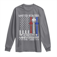 USA 250th Anniversary Long Sleeve Shirt Vintage American Flag Jets Semiquincentennial