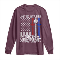 USA 250th Anniversary Long Sleeve Shirt Vintage American Flag Jets Semiquincentennial