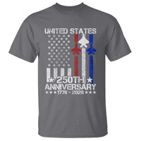 USA 250th Anniversary T Shirt Vintage American Flag Jets Semiquincentennial