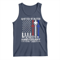 USA 250th Anniversary Tank Top Vintage American Flag Jets Semiquincentennial