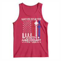 USA 250th Anniversary Tank Top Vintage American Flag Jets Semiquincentennial