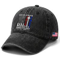 USA 250th Anniversary Washed Cotton Baseball Cap Vintage American Flag Jets Semiquincentennial