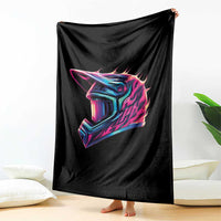 Motocross Helmet Neon Flame Graphic Dirt Bike Racing Throw Blanket