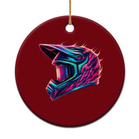 Motocross Helmet Neon Flame Graphic Dirt Bike Racing Ceramic Ornament